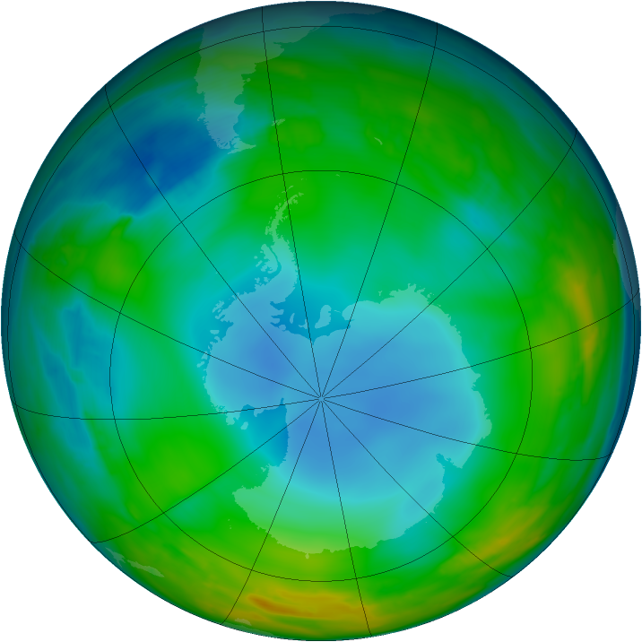 Antarctic ozone map for 26 June 2014